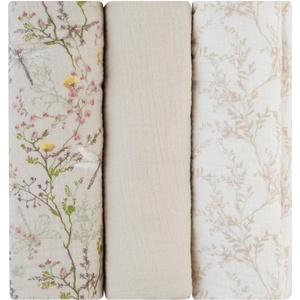 KikkaBoo Комплект 3 бр муселинови пелени 100х100 см Secret Garden Beige (31103010108)