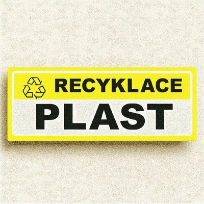 Traiva s.r.o OZNAČENÍ TŘÍDĚNÉHO ODPADU - Plast Tabulky a samolepky Verze: Samolepka 290 x 100 mm tl. 0.1 mm - Kód: 14120 – Zboží Mobilmania