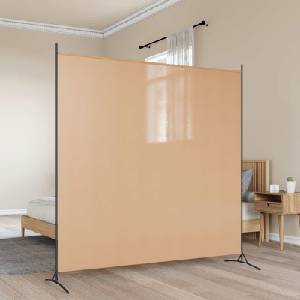 vidaXL Единична панелна преграда за стая Бежово 175 x 180 cm Текстил (42039198)
