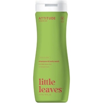Attitude Detské telové mydlo a šampón 2v1 s vôňou Melónu a Kokosu Little leaves 473 ml