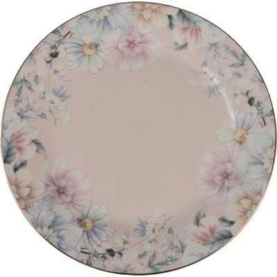 Clayre & Eef Porcelánový dezertní talířek s květinami Flowers 18 x 2 cm