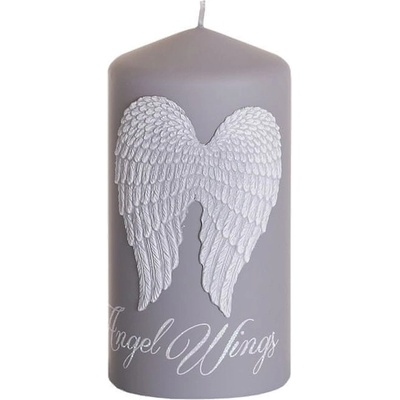 Bartek Candles ANDĚLSKÁ KŘÍDLA VÁLEC vánoční d6x13cm šedá