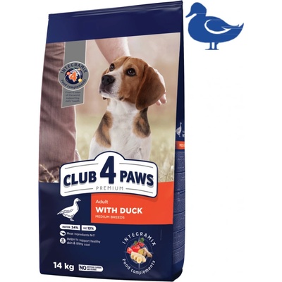 Club4Paws Premium pre dospelých psov stredných plemien s kačacim mäsom 0,1 kg