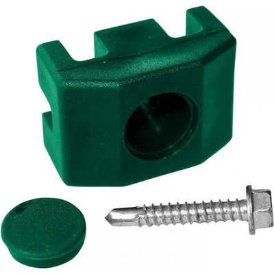 PILECKÝ Příchytka plotového panelu PILOFOR pro sloupek PILODEL plastová se šroubem 60 x 40 mm zelená
