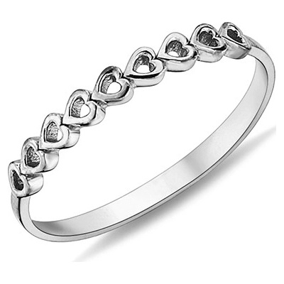 Lillian Vassago prsten se srdíčky, bílé zlato LLV98 GR031W