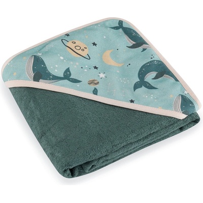 Petite&Mars Osuška bambusová s kapucí Loulou Whale Song 100 x 100 cm – Sleviste.cz