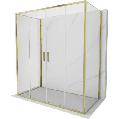 Mexen Exo-3S 3-стенна плъзгаща се душ кабина 190 x 85 см, прозрачна, злато (8152-190-085-50-00-3S)