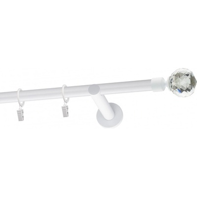 KovovégarnýžeCZ Globe modern 19 mm Jednořadá prodloužená Bez kroužků bílá lesklá 360 cm