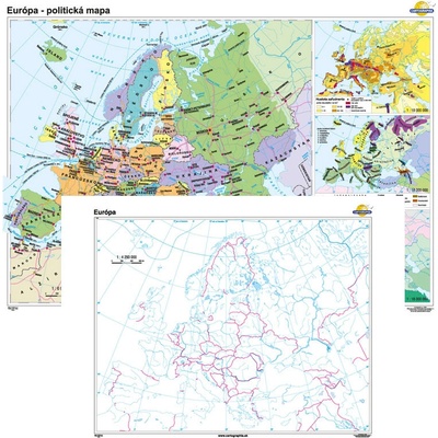 Cartographia Európa - politická mapa + slepá mapa DUO (160x120 cm – 1:6000000)