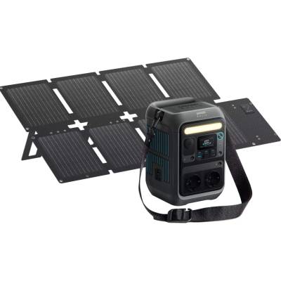 Anker Комплект портативна електростанция и сгъваем соларен панел - Anker Solix C300X АC Power Station 288Wh with Anker Solix 60W Portable Solar Panel (черен) (B1723311)