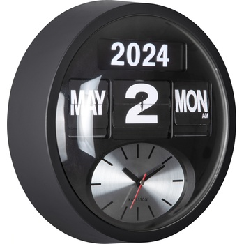 Karlsson Round Flip стенен часовник, черен (KA6030BK)