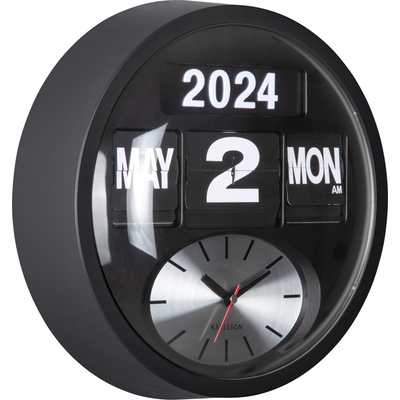 Karlsson Round Flip стенен часовник, черен (KA6030BK)