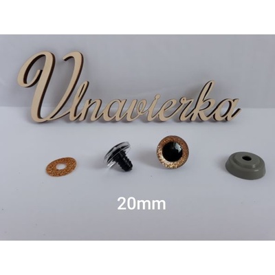 Oči s pojistkou glitrové 20mm zlatá