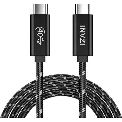 INVZI USB4 USB-C to USB-C Fast Charging Cable 240W - здрав USB4 кабел с въжена оплетка за устройства с USB-C порт (100 см) (черен)