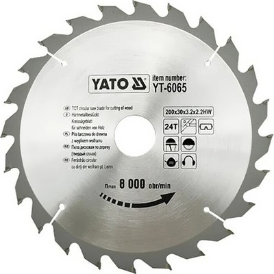 Kotouč na dřevo 205 x 18 mm 24z Yato YT-6066