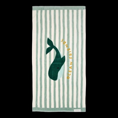 Little Dutch Plážová osuška 120 x 60 cm Seashells Stripes Surf Blue