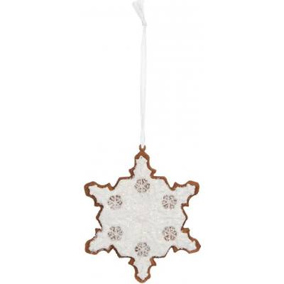 Clayre & Eef Závěsná dekorace perníková vločka Frosted Ginger - 9*1*10 cm