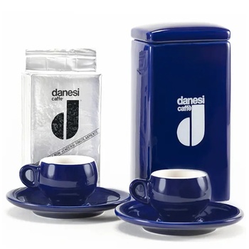 Danesi Duo Plus Set Blue - Dark Coffee Cassette 250 g + 2 чаши и 2 чинийки - син