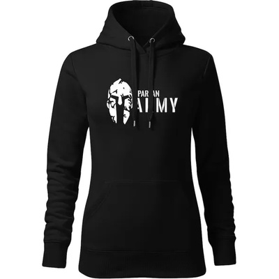 DRAGOWA дамски суитшърт с качулка, Spartan Army, черен, 320г/м2 (5889)