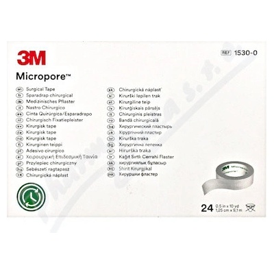 3M Micropore papír.náplast bílá 1,25 cm x 9,1 m 24 ks