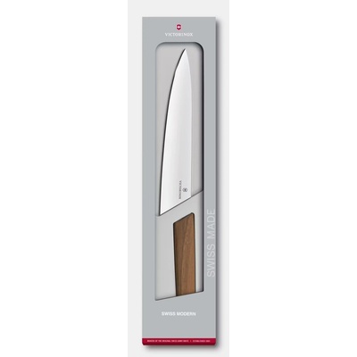 Victorinox 6.9010.22G Swiss Modern tranžírovací nôž, 22 cm hladká čepeľ, darčekové balenie, drevený