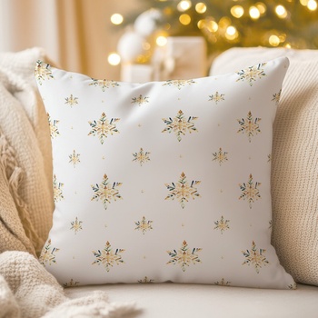 Biante TF-120 Zlato-modro-zelené vianočné vločky na bielom 30 x 50 cm