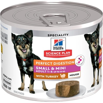 Hill's 12х200г Perfect Digestion Adult Small & Mini Mousse Hill's Science Plan, консервирана храна за кучета - с пуешко
