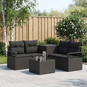 vidaXL Комплект дивани 6 бр. Черно 55 x 55 x 37 см Полиротан и стомана (3447226)