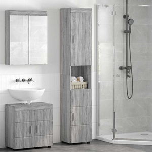 vidaXL Комплект шкафове за баня TULUM Сив Сонома 37 x 31, 5 x 203 см (880357)