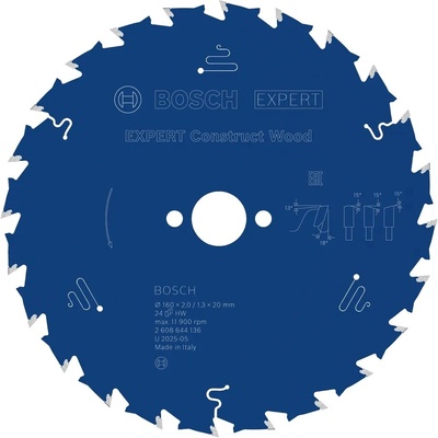 BOSCH kotouč 160x20x2,0 Z24 Expert Construct Wood