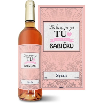 Sablio Ďakujem za tú najlepšiu babičku Syrah ružové suché víno 12 % 0,75 l (čistá fľaša)