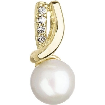 Evolution Group Pavona Zlatý přívěsek s říční perlou a zirkony 94PZ00006