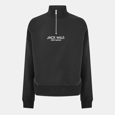 Jack Wills Дамска блуза Jack Wills Honeylane Half Zip Sweatshirt Womens - Black