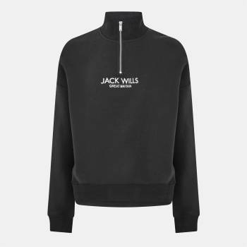 Jack Wills Дамска блуза Jack Wills Honeylane Half Zip Sweatshirt Womens - Black