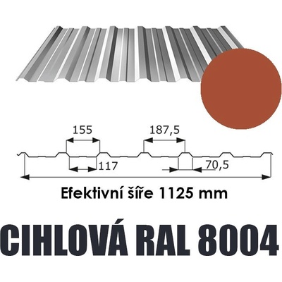 BP2 Trapézový plech T18 Eco 0,5 mm x 3,0 m cihlová
