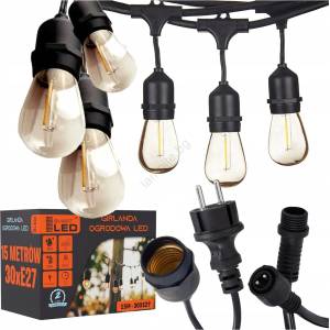 SmartLED LED Външен декоративен гирлянд 15xE27/1W/230V 15, 94 m IP44 черен (SD0043)