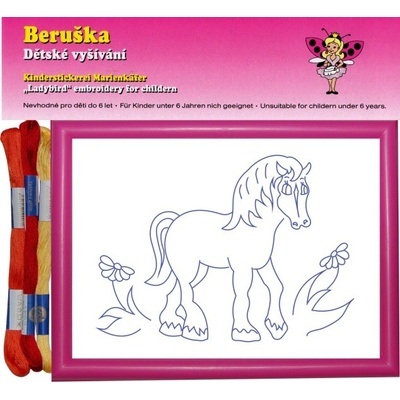 Beruška Dětské vyšívání v rámečku kobylka Růžová