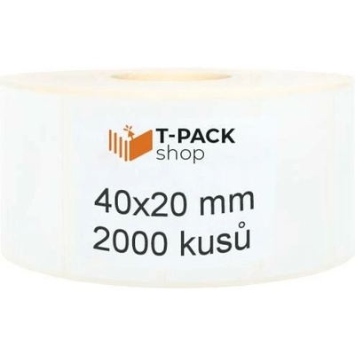 T-Pack ETE04002001 Termoetikety 40x20 mm bilé návin 2000 ks dutinka kotoučku 40 mm