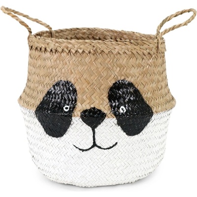 Compactor Бяла/естествена детска кошница за играчки от морска трева ø 25x24 cm Panda - Compactor (RAN11863)