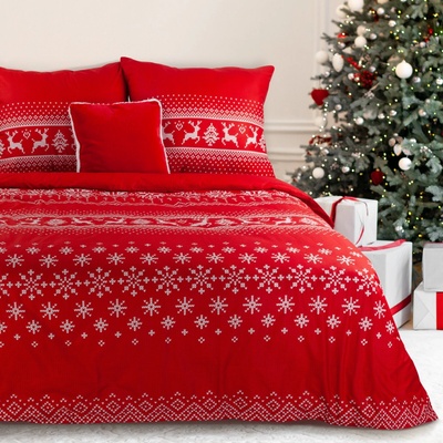 Eurofirany vianočné obliečky z mikrovlákna NOEL2 ČERVENÉ 160X200 2x70X80