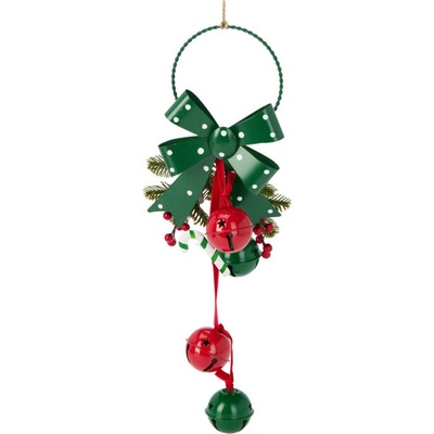 Home Styling Collection Vánoční dekorace s kovovými rolničkami 29 cm zelený