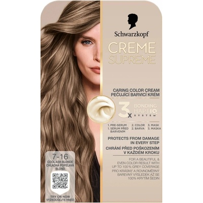 Schwarzkopf Creme Supreme 7-16 Chladná popolavá blond 60 ml