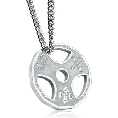 Impress Jewelry Přívěsek z chirurgické oceli Závaží kotouč Stronger včetně řetízku 2306061105581969