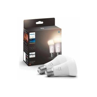 Philips White E27 LED light bulb, 1100lm, warm white, dimmable, controllable via app, compatible with Amazon Alexa (Echo, Echo Dot), pack of 2, old generation - 9290024692