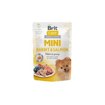 Brit Care Mini Rabbit & Salmon fillets in gravy-филенца от заек и сьомга в сос грейви, 85gr