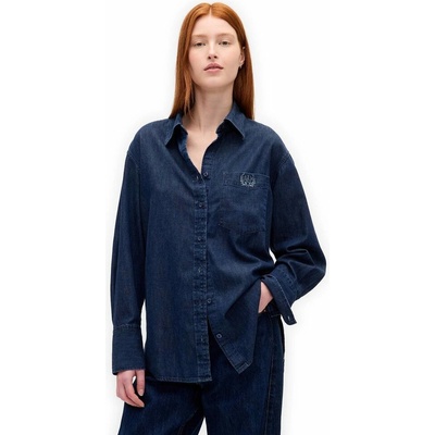 Gap 799674-00 Oversize džínová košile s logem Big Shirt UltraSoft Tmavě modrá