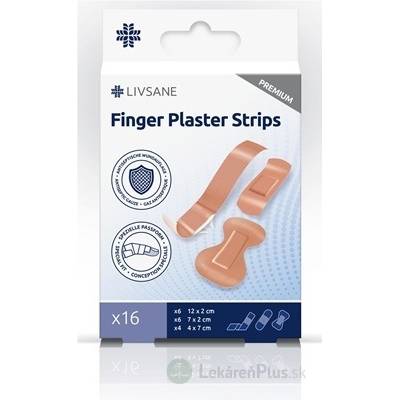 Livsane Náplasti Na Prsty Premium 3 veľkosti (12x2 cm, 7x2 cm, 4x7 cm) 1x16 ks