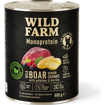 WILD FARM Монопротеинова храна за кучета Wild Boar 800g, хипоалергенна