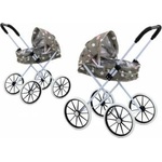 LEAN Toys Doll Stroller Large Wheels Foldable Stars Gray