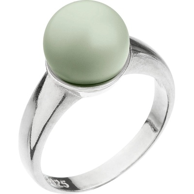 Evolution Group Stříbrný prsten se Swarovski perlou pastelově zelený 35022.3 pastel green